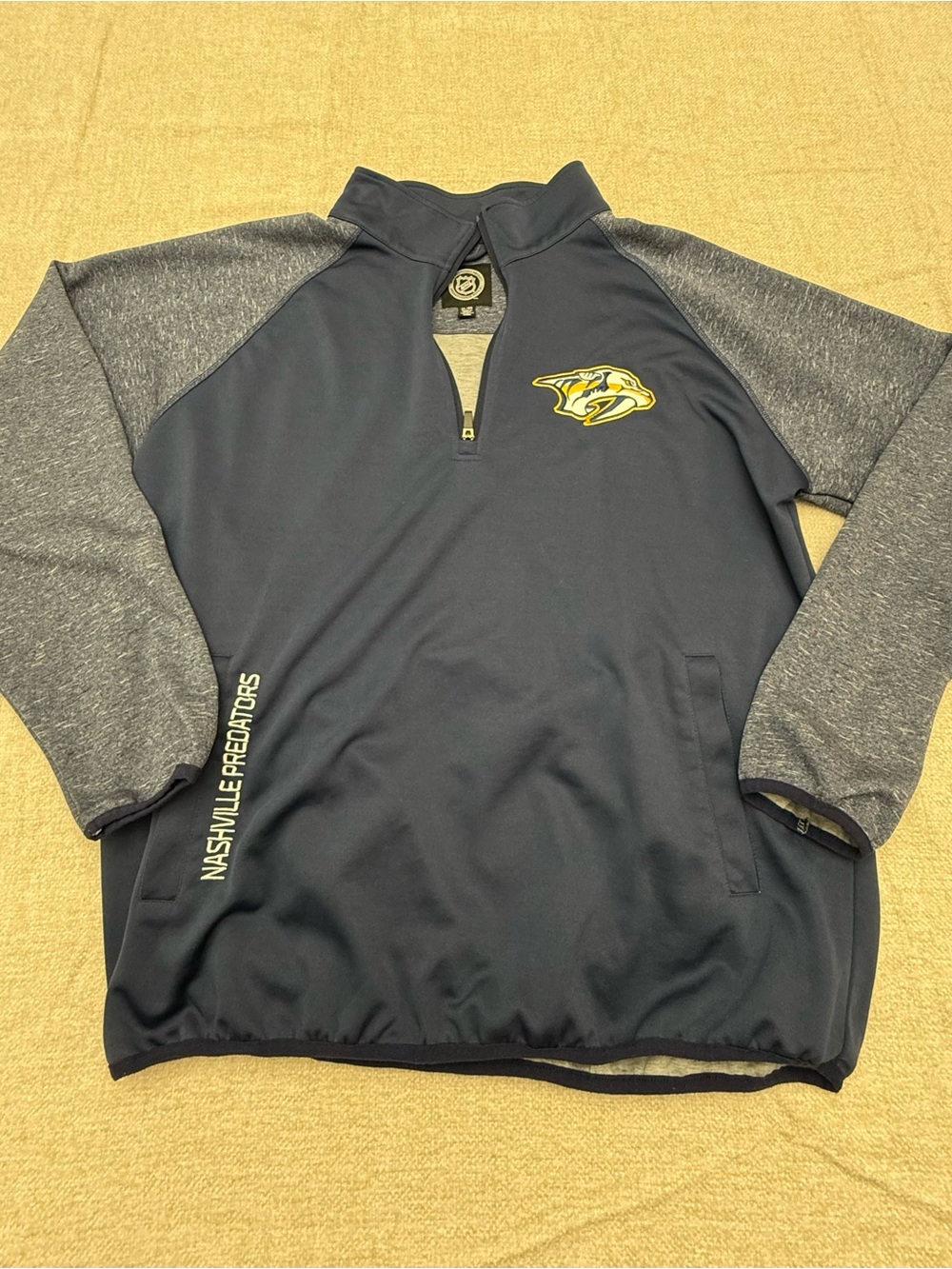 NHL Navy and Heather Gray Pullover with NHL Patch